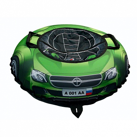Санки надувные Тюбинг Эксклюзив Super Car Mercedes зелёный автокамера, диаметр 100 см. 